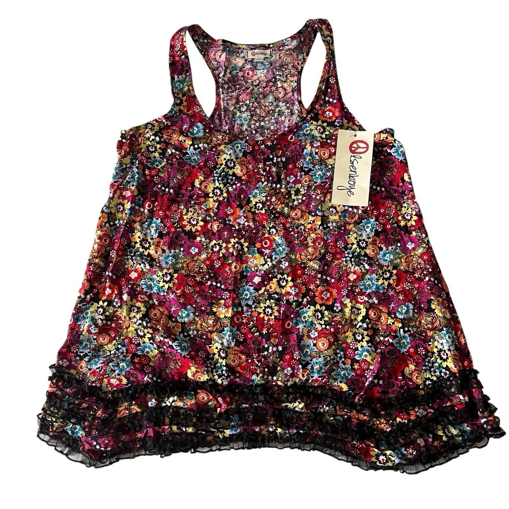 NWT Olsenboye JC Penney Women's Size L Floral Lace Ruffle‎ Tank Top